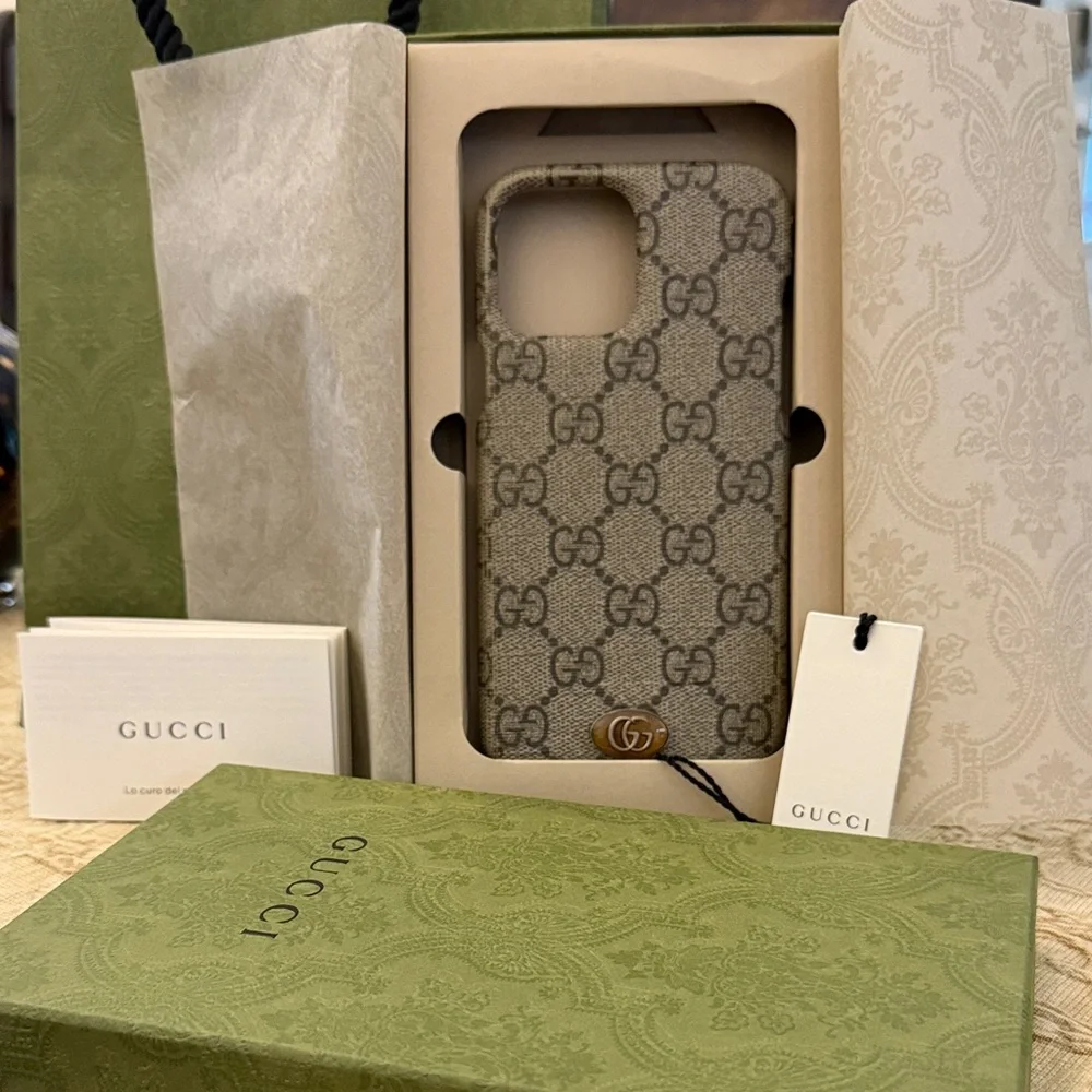 Gucci Monogram Tan iPhone Case - Picture 1 of 11